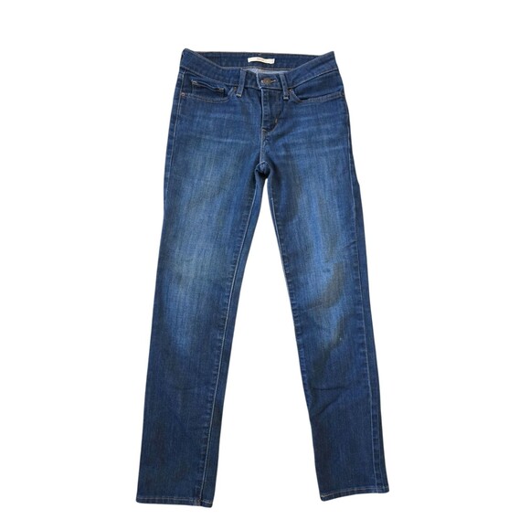 Levis Size 27 X 32 Womens 712 Slim Blue Denim Logo Tag 5 Pocket Jeans - Picture 1 of 6